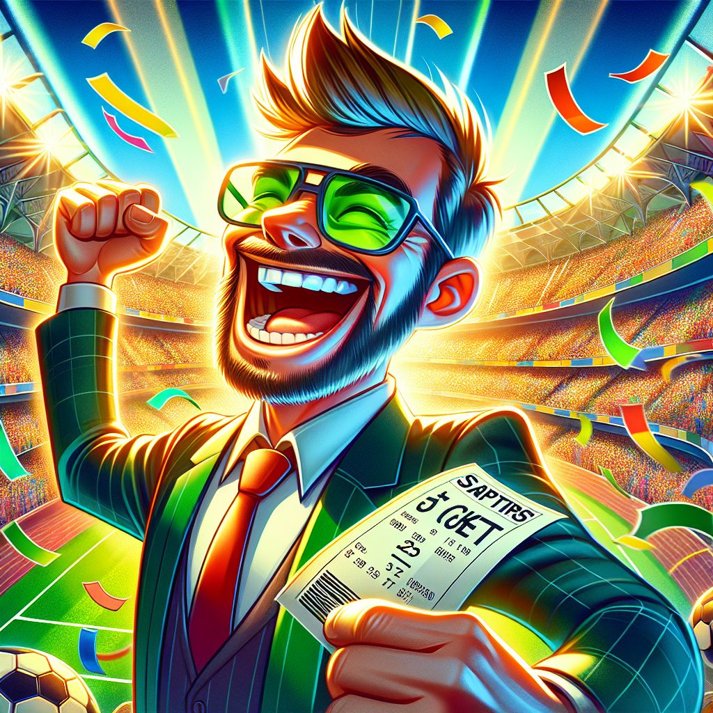 Cartoon style bettor analyzing odds and winning on 222bk
