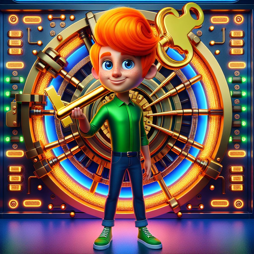 Cartoon character securely logging into 222bk casino account